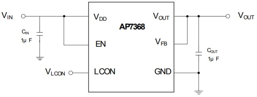 Applikations-Schaltungsdiagramm - Diodes Incorporated AP7368 Low-Dropout-Regler (LDO)